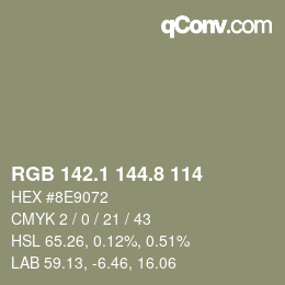 Farbcode: RGB 142.1 144.8 114 | qconv.com
