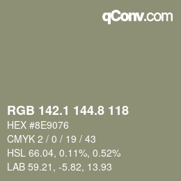 Color code: RGB 142.1 144.8 118 | qconv.com