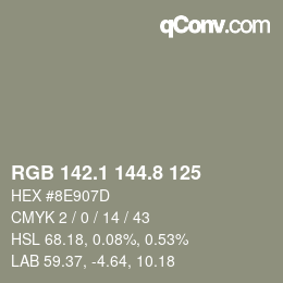 Farbcode: RGB 142.1 144.8 125 | qconv.com