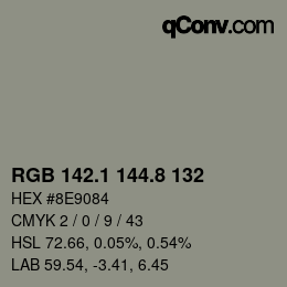 カラーコード: RGB 142.1 144.8 132 | qconv.com