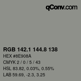 Color code: RGB 142.1 144.8 138 | qconv.com