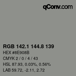 Color code: RGB 142.1 144.8 139 | qconv.com