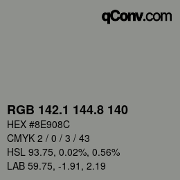 Color code: RGB 142.1 144.8 140 | qconv.com