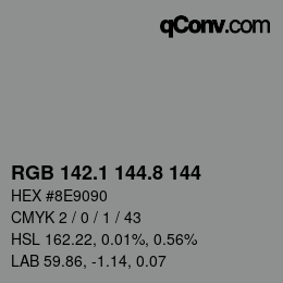 Color code: RGB 142.1 144.8 144 | qconv.com