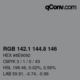 Color code: RGB 142.1 144.8 146 | qconv.com