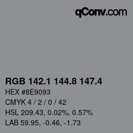 カラーコード: RGB 142.1 144.8 147.4 | qconv.com