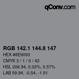 Color code: RGB 142.1 144.8 147 | qconv.com