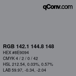 Color code: RGB 142.1 144.8 148 | qconv.com