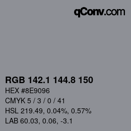 Color code: RGB 142.1 144.8 150 | qconv.com