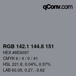 Color code: RGB 142.1 144.8 151 | qconv.com