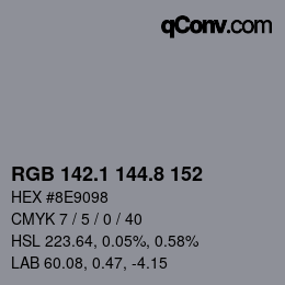 Color code: RGB 142.1 144.8 152 | qconv.com