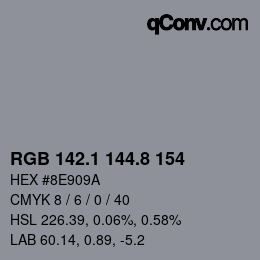 Color code: RGB 142.1 144.8 154 | qconv.com
