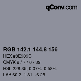 カラーコード: RGB 142.1 144.8 156 | qconv.com