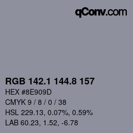 Color code: RGB 142.1 144.8 157 | qconv.com