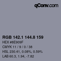 カラーコード: RGB 142.1 144.8 159 | qconv.com