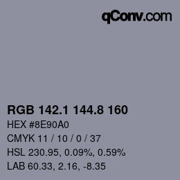 Color code: RGB 142.1 144.8 160 | qconv.com