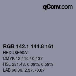 Color code: RGB 142.1 144.8 161 | qconv.com