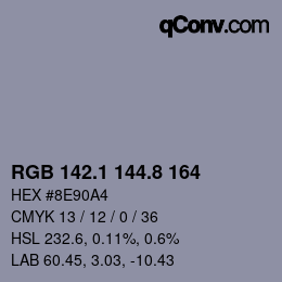 Color code: RGB 142.1 144.8 164 | qconv.com