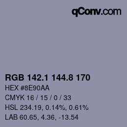 Color code: RGB 142.1 144.8 170 | qconv.com