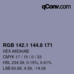 カラーコード: RGB 142.1 144.8 171 | qconv.com