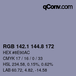 カラーコード: RGB 142.1 144.8 172 | qconv.com