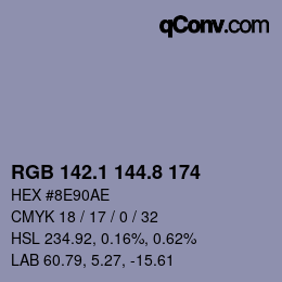 Farbcode: RGB 142.1 144.8 174 | qconv.com