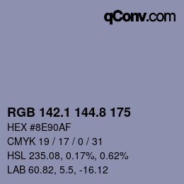 Color code: RGB 142.1 144.8 175 | qconv.com