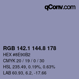 カラーコード: RGB 142.1 144.8 178 | qconv.com