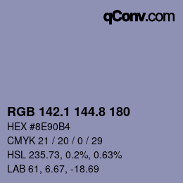 カラーコード: RGB 142.1 144.8 180 | qconv.com