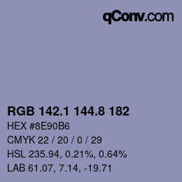 Color code: RGB 142.1 144.8 182 | qconv.com