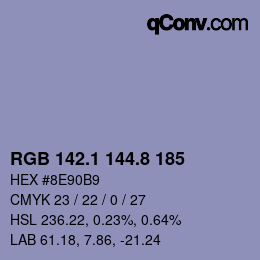 カラーコード: RGB 142.1 144.8 185 | qconv.com