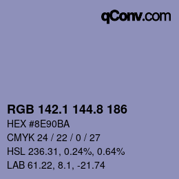 カラーコード: RGB 142.1 144.8 186 | qconv.com