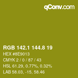 カラーコード: RGB 142.1 144.8 19 | qconv.com