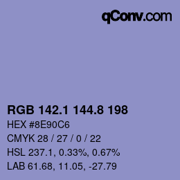 Farbcode: RGB 142.1 144.8 198 | qconv.com
