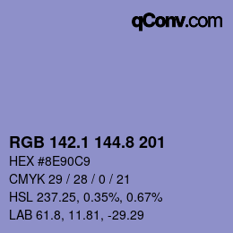 Color code: RGB 142.1 144.8 201 | qconv.com