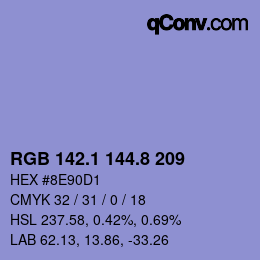 Farbcode: RGB 142.1 144.8 209 | qconv.com