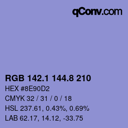 Color code: RGB 142.1 144.8 210 | qconv.com