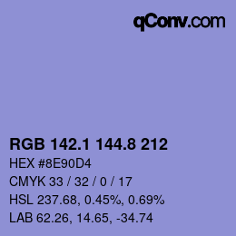 Color code: RGB 142.1 144.8 212 | qconv.com