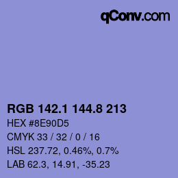 カラーコード: RGB 142.1 144.8 213 | qconv.com