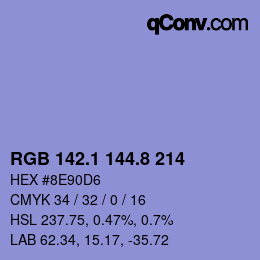 カラーコード: RGB 142.1 144.8 214 | qconv.com