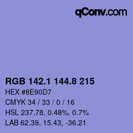 カラーコード: RGB 142.1 144.8 215 | qconv.com