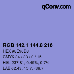 カラーコード: RGB 142.1 144.8 216 | qconv.com
