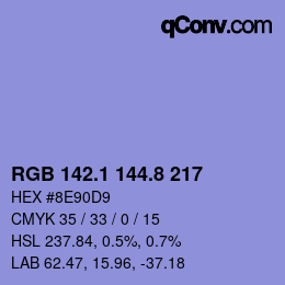 カラーコード: RGB 142.1 144.8 217 | qconv.com
