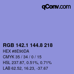 カラーコード: RGB 142.1 144.8 218 | qconv.com