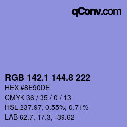 カラーコード: RGB 142.1 144.8 222 | qconv.com