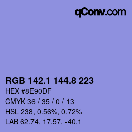 カラーコード: RGB 142.1 144.8 223 | qconv.com