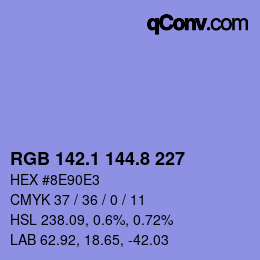 カラーコード: RGB 142.1 144.8 227 | qconv.com
