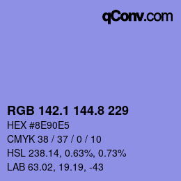 カラーコード: RGB 142.1 144.8 229 | qconv.com