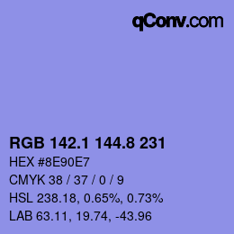 カラーコード: RGB 142.1 144.8 231 | qconv.com