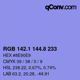 カラーコード: RGB 142.1 144.8 233 | qconv.com